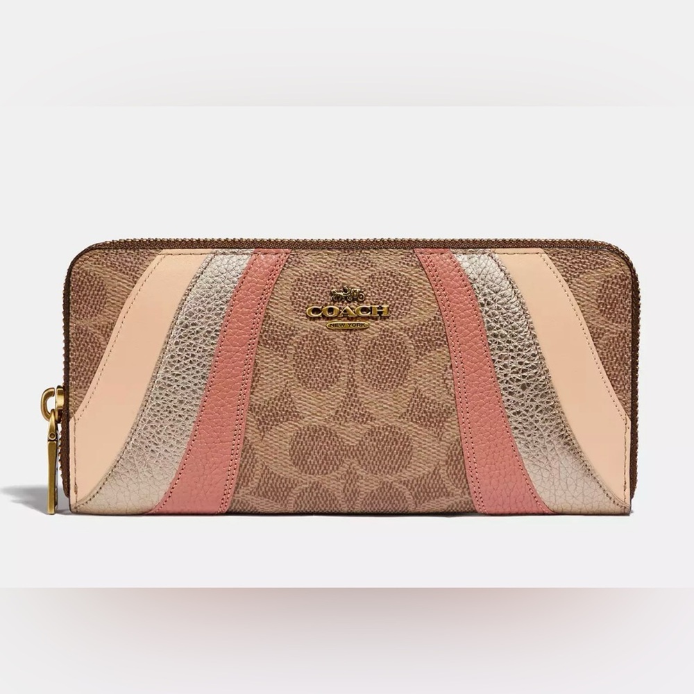 COACH | Slim Accordion Zip Wallet In Sig Canvas Wave Patchwork